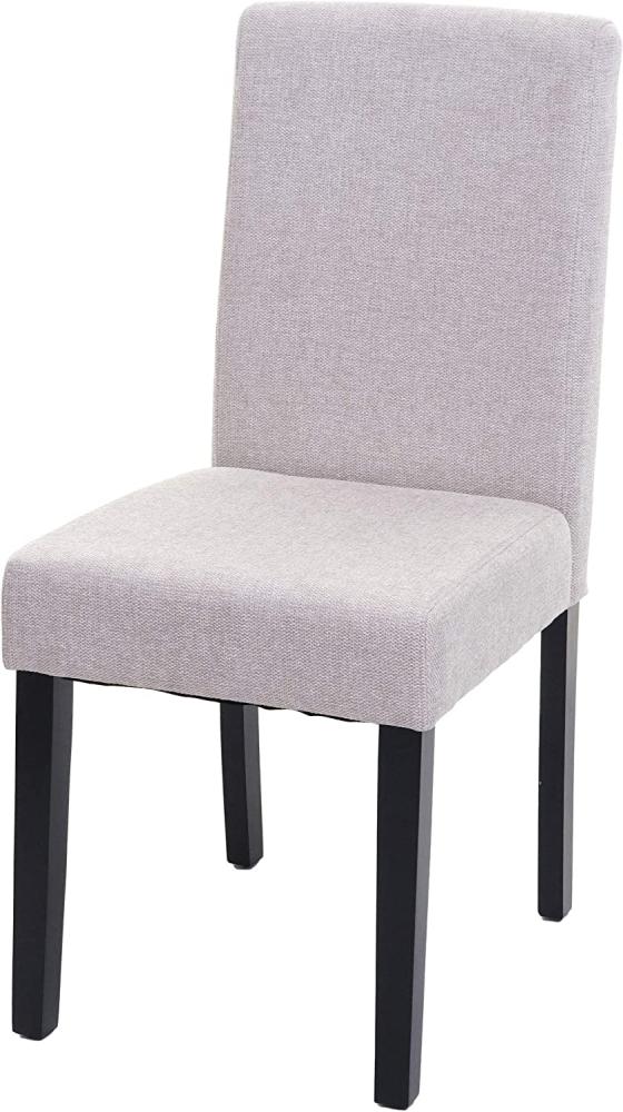 Esszimmerstuhl Littau, Küchenstuhl Stuhl, Stoff/Textil ~ creme-beige, dunkle Beine Bild 1