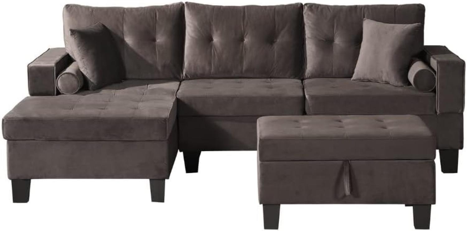 HOME DELUXE Ecksofa Sofa ROM, 242,6 x 154,3 x 90,8 cm 3 Teile, Eckteil links oder rechts frei wählbar, Wohnzimmersofa, Eckcouch Bild 1