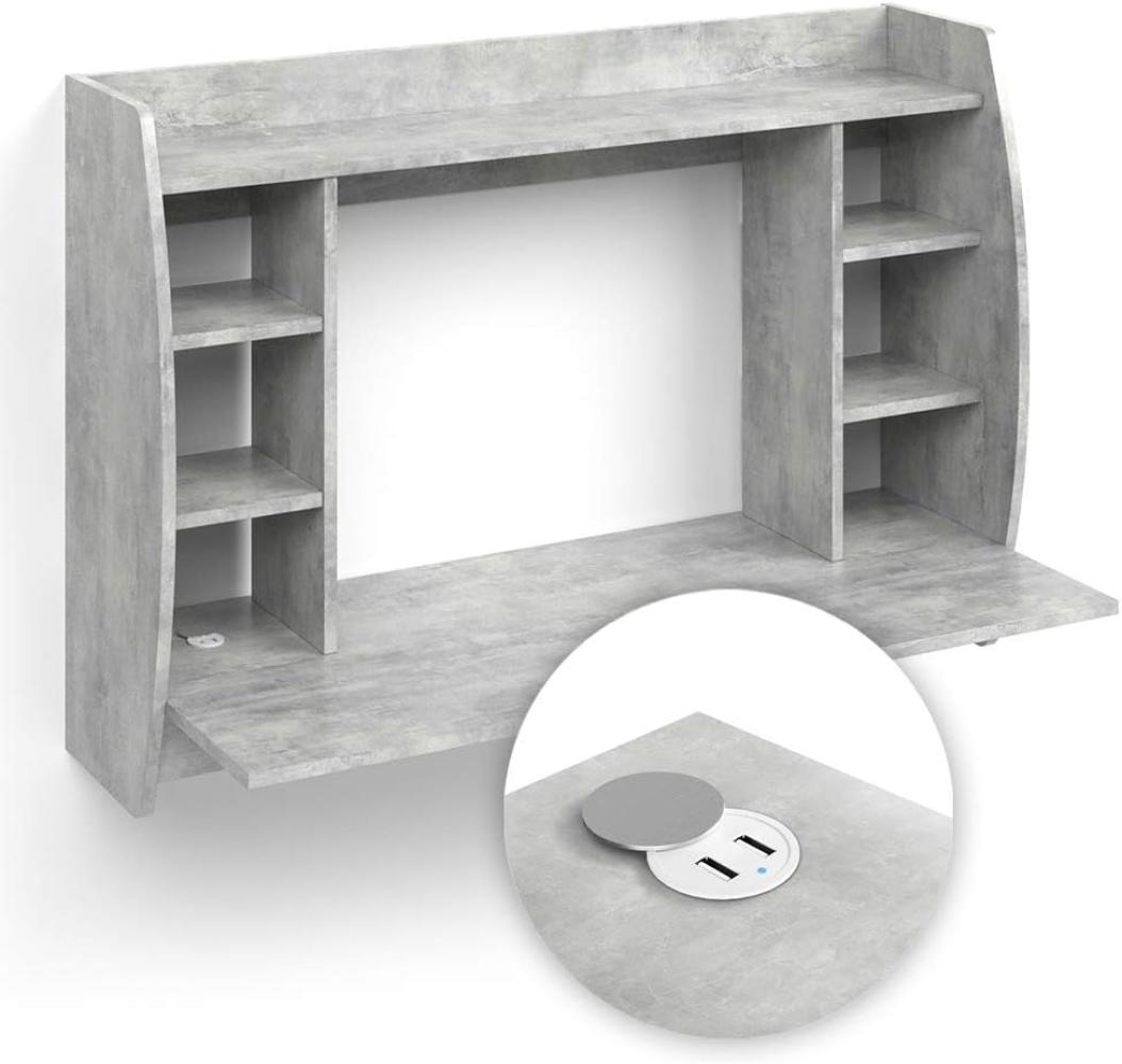 Vicco Wandschreibtisch 'Max' Beton mit USB-Ladestation Grau Bild 1