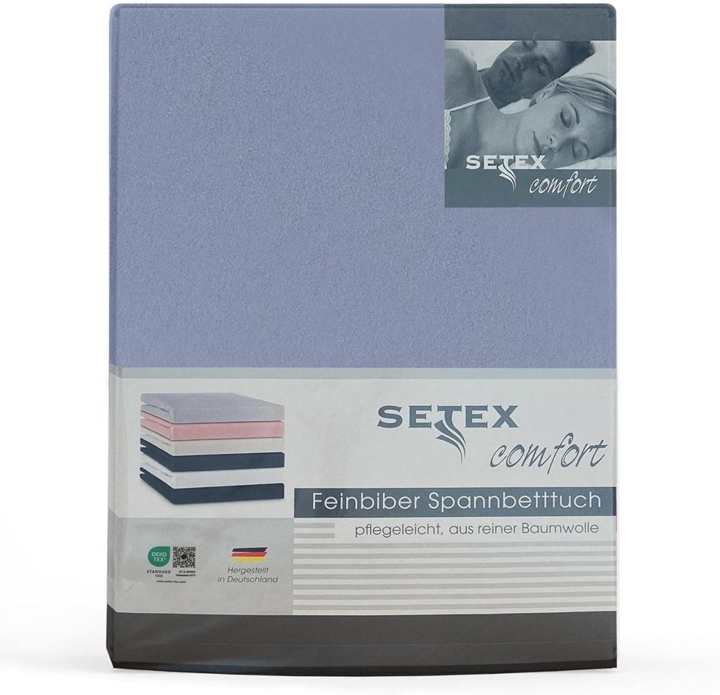 SETEX Feinbiber Spannbettlaken, 100 x 200 cm großes Spannbetttuch, 100 % Baumwolle, Bettlaken in Hellblau Bild 1
