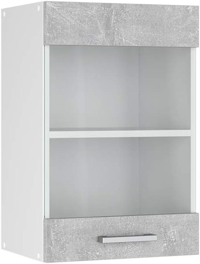 Vicco Küchenschrank R-Line Hängeschrank Unterschrank Küchenzeile Küchenunterschrank Arbeitsplatte, Möbel verfügbar in anthrazit und weiß (Beton ohne Arbeitsplatte, Hängeglasschrank 40 cm) Bild 1