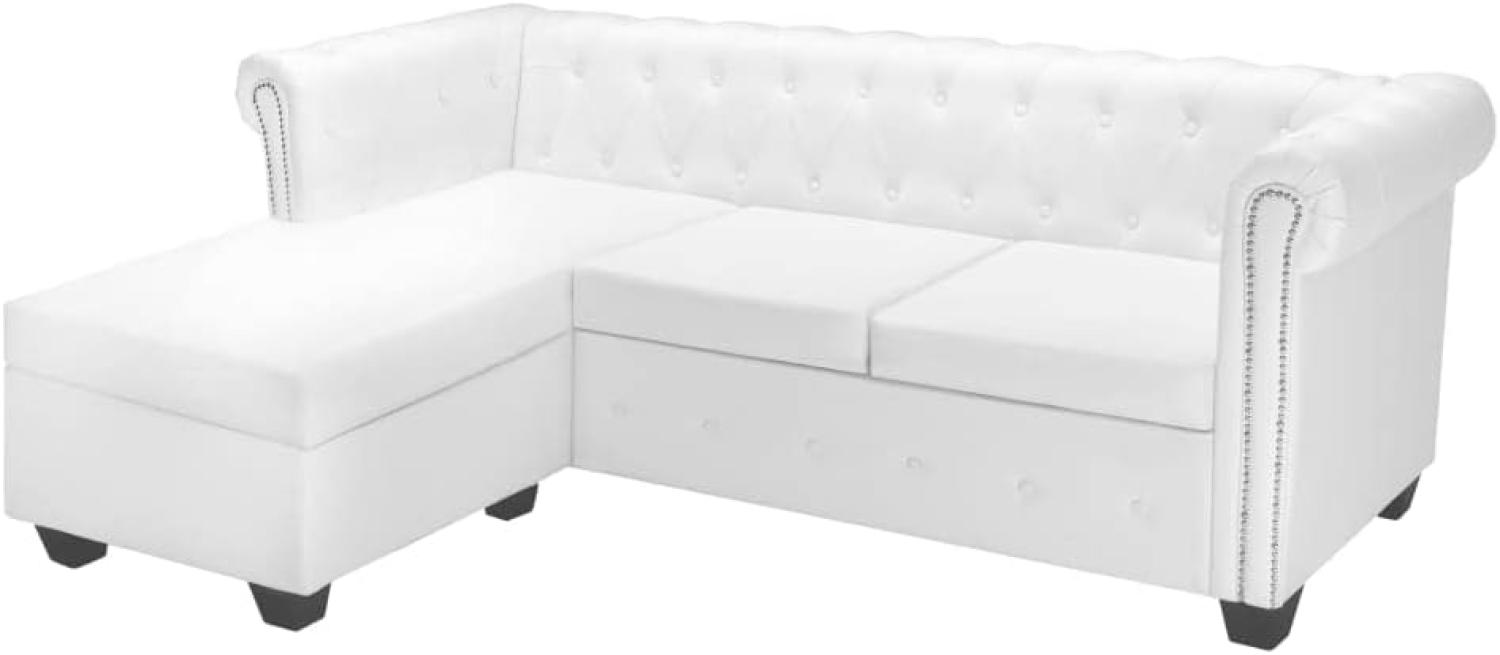 vidaXL Chesterfield Sofa in L-Form Kunstleder Weiß [245537] Bild 1