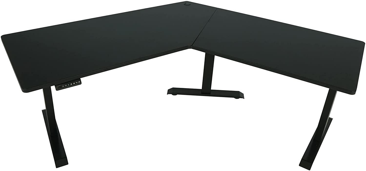'HWC-D40' Schreibtisch 120°-Winkel, elektrisch höhenverstellbar, schwarz, 56 - 121 x 75 x 257 cm Bild 1