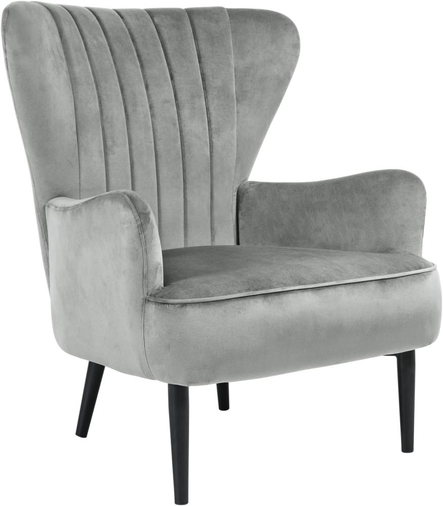 SVITA ARTHUR Ohrensessel Sessel Relaxsessel Modern Gepolstert Samt Grau Bild 1