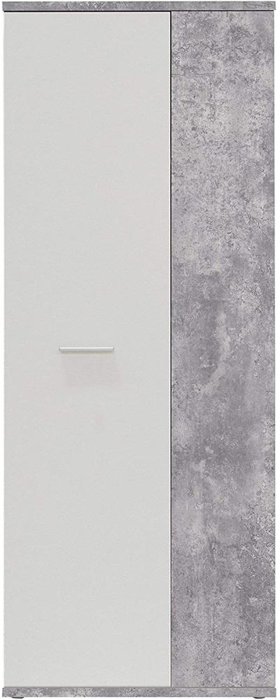 Schuhschrank Stauraumschrank Aktenschrank Bücherregal in Beton grau / Weiß Bild 1