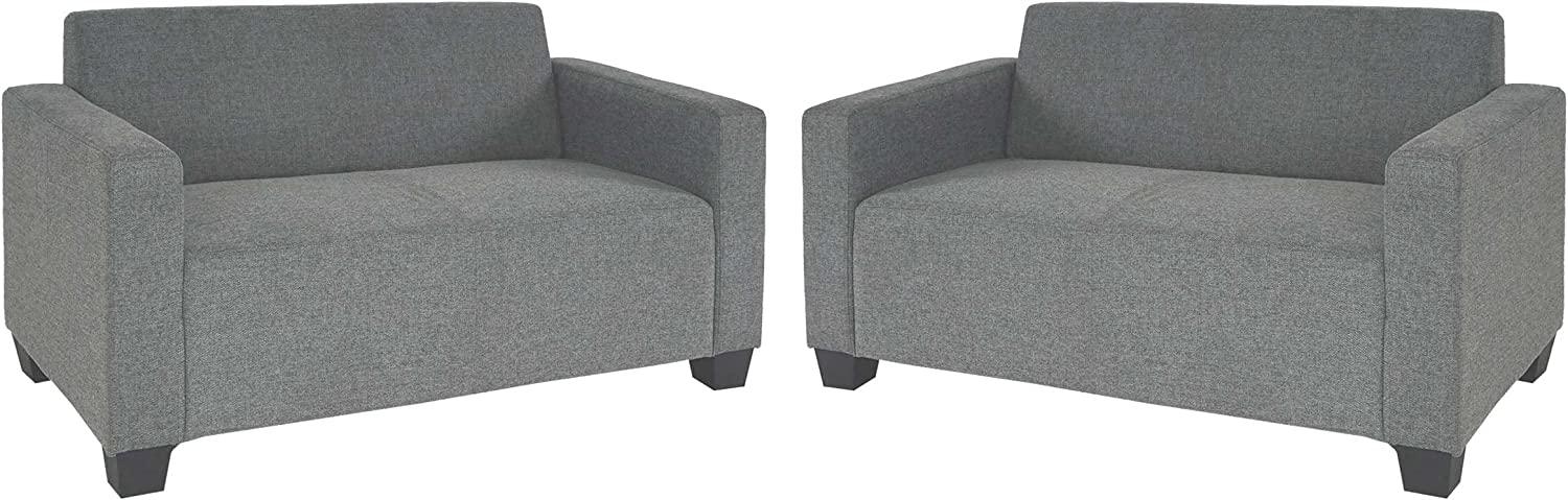 Sofa-Garnitur Couch-Garnitur 2x 2er Sofa Lyon Stoff/Textil ~ grau Bild 1