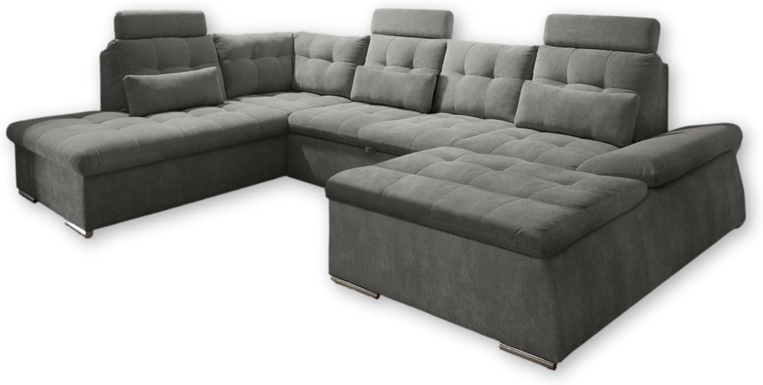 Couch NALO Sofa Schlafcouch Wohnlandschaft Bettsofa braun-schwarz U-Form links Bild 1