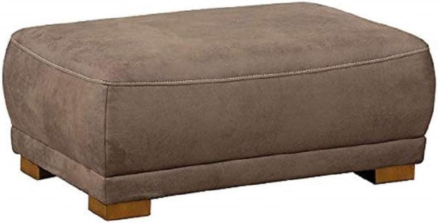 Cavadore Sofa-Hocker "Modeo" / Sitzhocker für Sofa mit moderner Kontrastnaht / Hochwertiger Mikrofaser-Bezug in Wildlederoptik / Holzfüße / Maße: 100x40x66 cm (BxHxT) / Farbe: Nuss (hellbraun) Bild 1