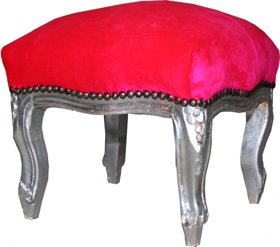 Casa Padrino Barock Fußhocker Pink / Silber - Antik Stil Möbel - Hocker Bild 1