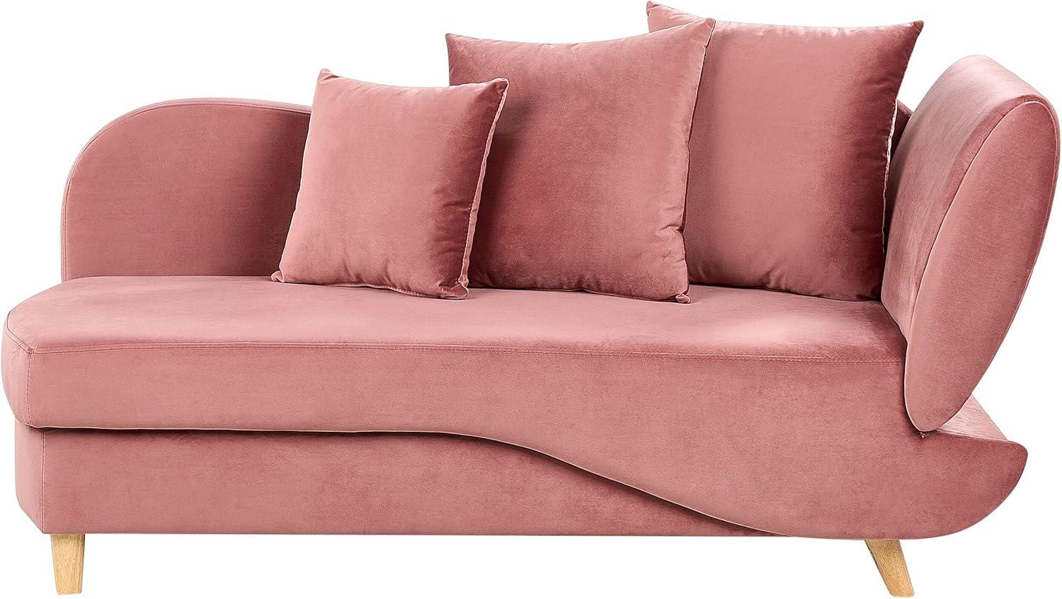 Chaiselongue Samtstoff rosa mit Bettkasten rechtsseitig MERI II Bild 1