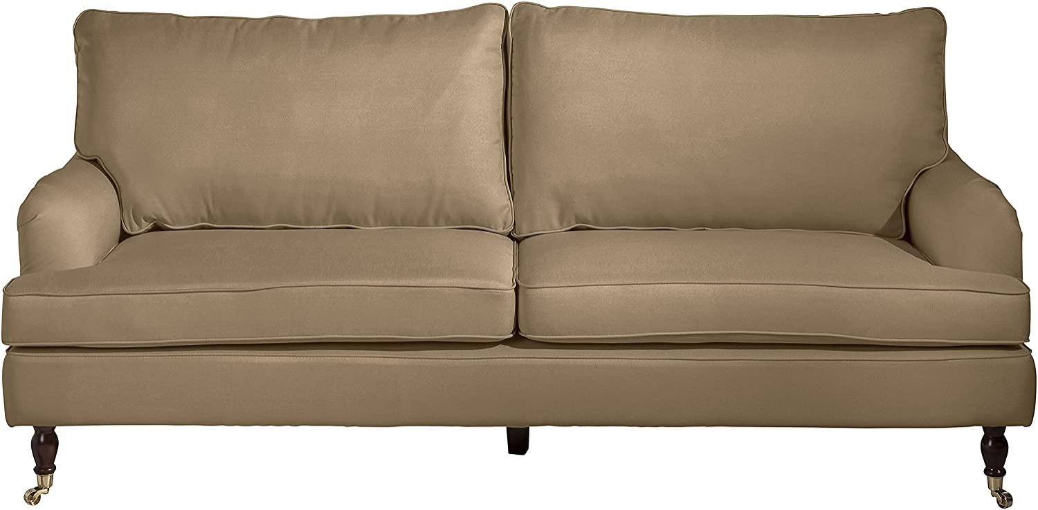 Passion Sofa 3-Sitzer Flachgewebe Sand Buche Nussbaumfarben Bild 1