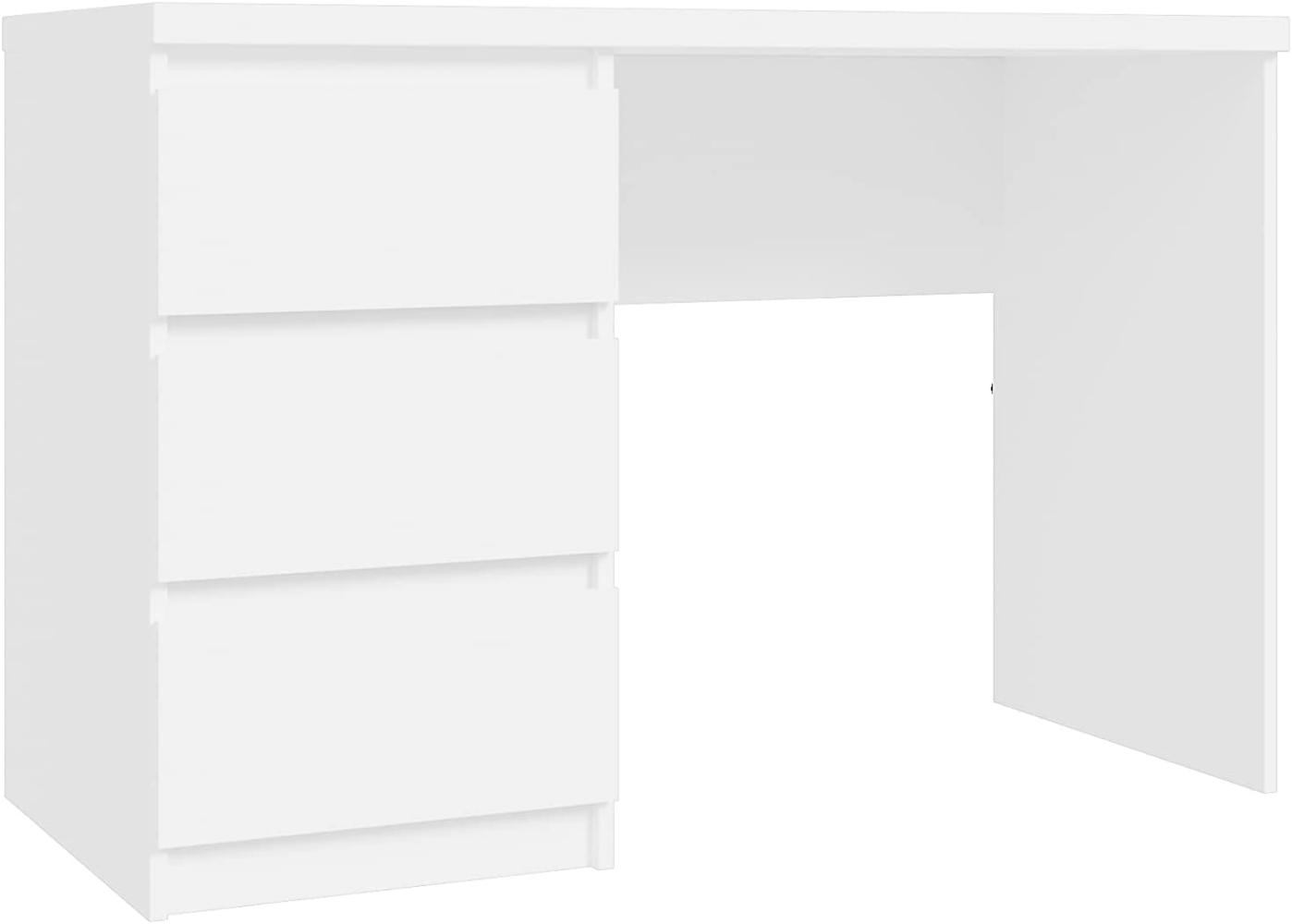Forte Net 106 Schreibtisch mit 3 Schubladen, Holzwerkstoff, weiß matt, B x H x T: 108 x 72,5 x 50 cm Bild 1