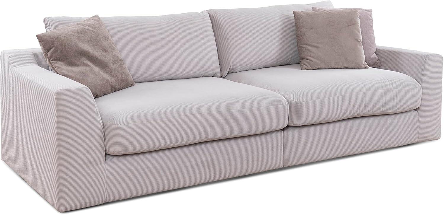 CAVADORE Big Sofa Fiona / Megasofa in Cord mit tiefen Sitzflächen und weicher Polsterung / Cordsofa / 276 x 90 x 109 / Cordstoff Hellgrau Bild 1