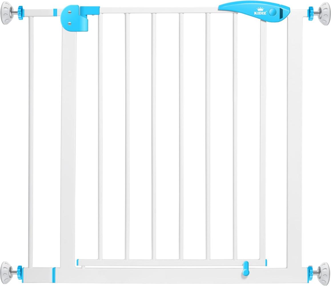 KIDIZ® Türschutzgitter Absperrgitter Treppengitter Kindergitter | Gitter Haustier | ohne Bohren | beidseitig schwenkbar, Farbe: Weiß, Größe: 81-94 cm Bild 1