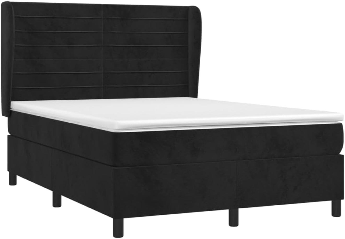 vidaXL Boxspringbett mit Matratze Schwarz 140x190 cm Samt 3129269 Bild 1