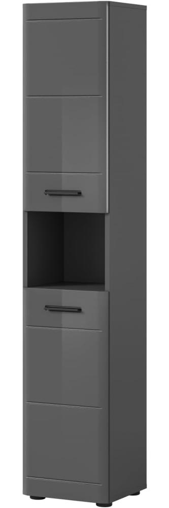 Badezimmer Hochschrank Strong in grau Hochglanz 30 x 180 cm Bild 1