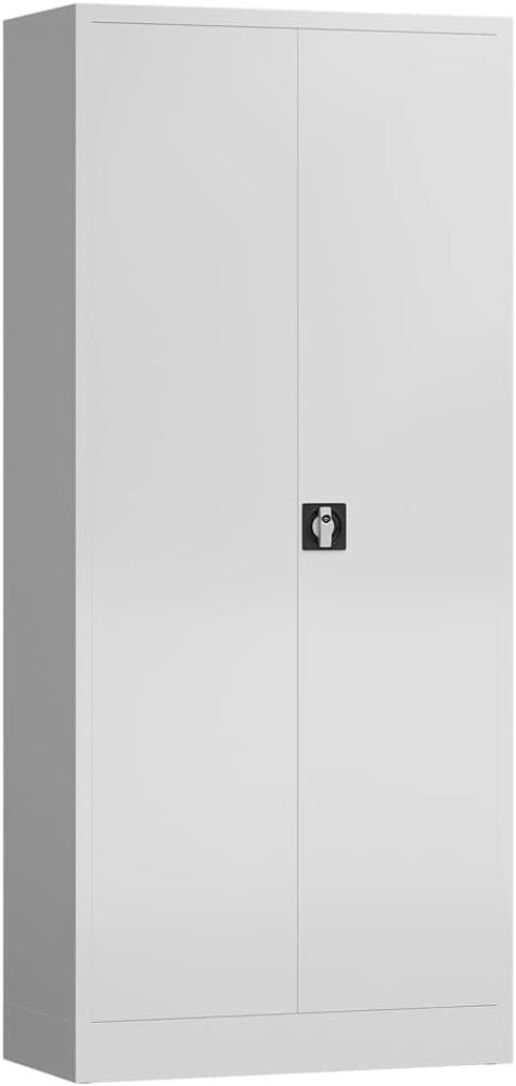Aktenschrank Metallschrank abschließbar mit 2 Türen, 4 Fachböden 1800 x 800 x 380mm (RAL 9003 signalweiß) Bild 1