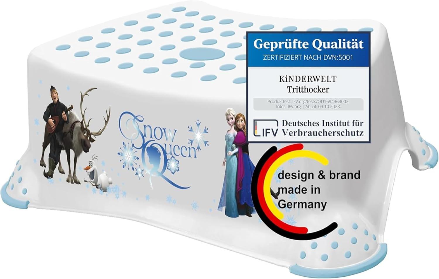 KiNDERWELT Premium Tritthocker Disney Frozen - Anna und Elsa - stabiler Hocker für Kinder mit Anti-Rutsch-Funktion weiß Bild 1