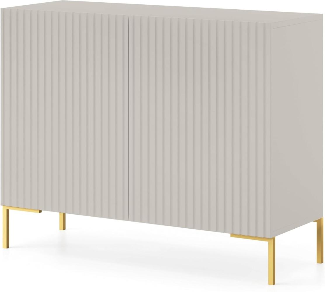 Selsey LAMMELO - Sideboard 2-türig - Graubeige mit goldenen Beinen Bild 1