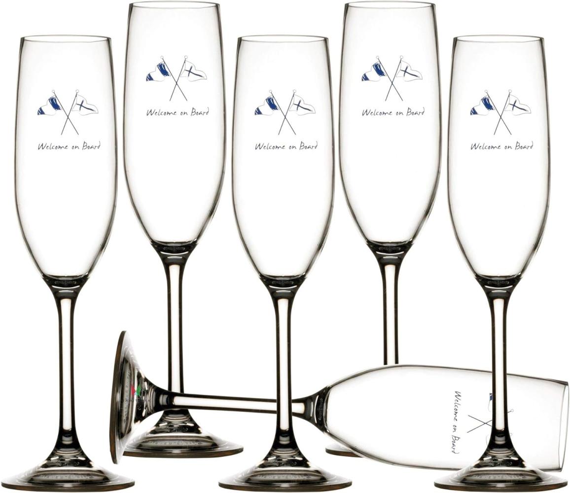 Sekt Champagner Glas Set 6 Stück, unzerbrechlich - Welcome On Board Bild 1