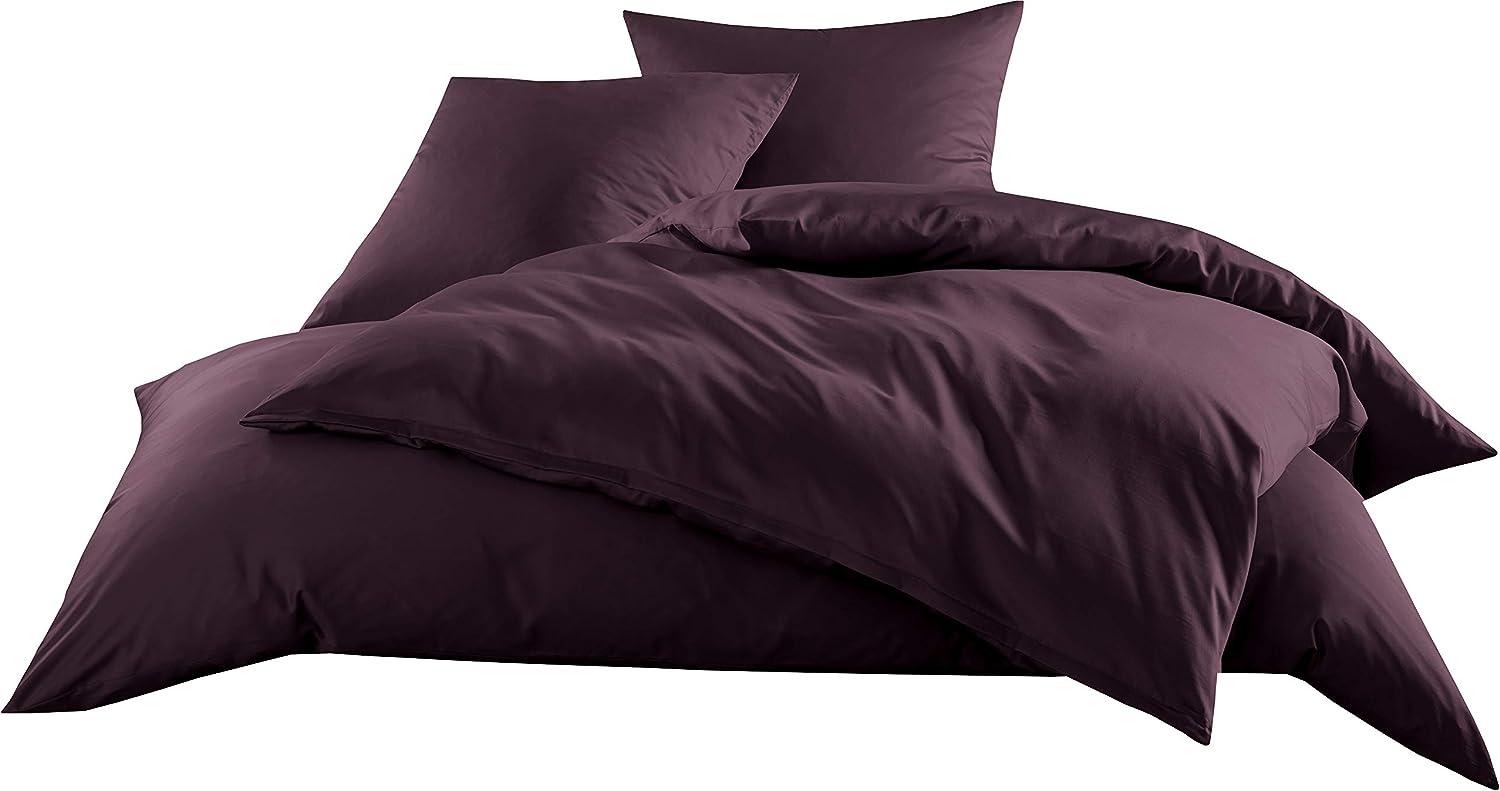 Mako-Satin Baumwollsatin Bettwäsche Uni einfarbig zum Kombinieren (Bettbezug 200 cm x 220 cm, Brombeer) viele Farben & Größen Bild 1