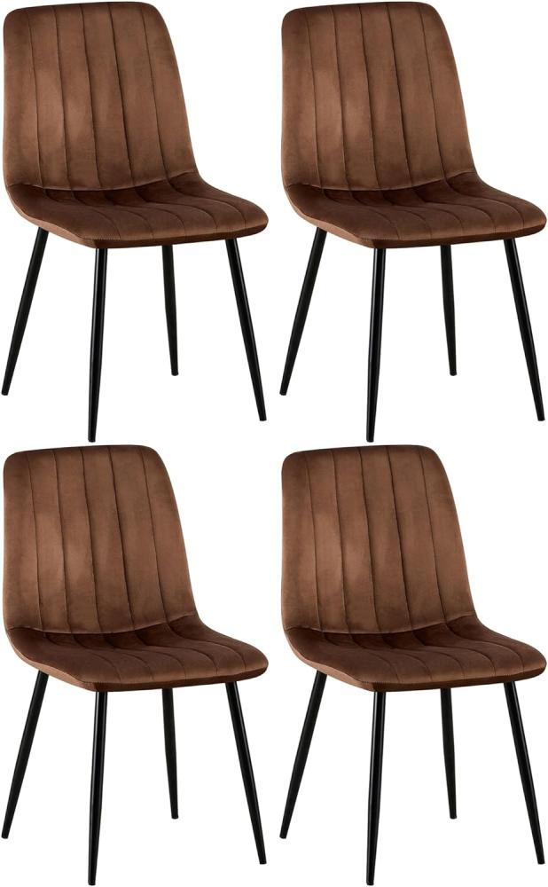 4er Set Stühle Dijon Samt (Farbe: braun) Bild 1