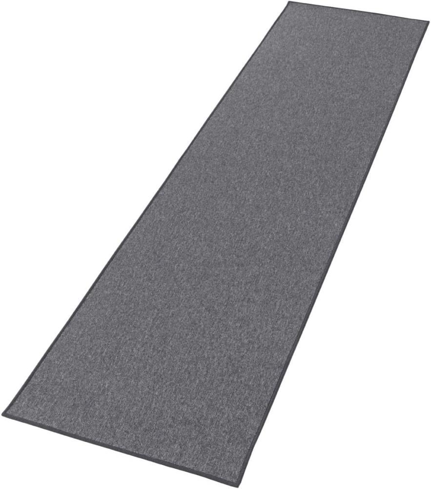 Feinschlingen Teppich Casual grau Uni Meliert - 80x200x0,4cm Bild 1