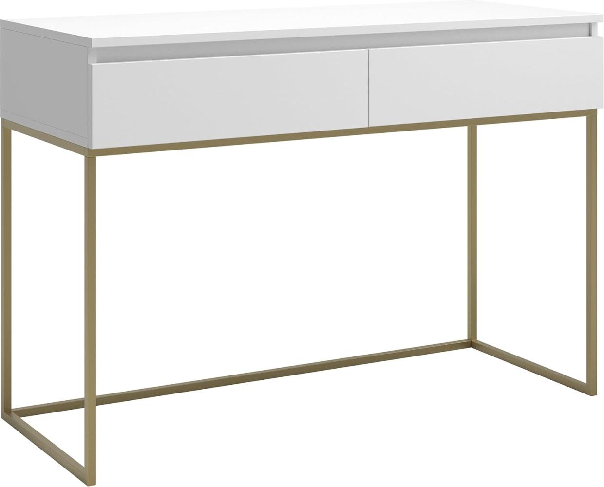 Selsey Bemmi - Schminktisch Schreibtisch, Weiß mit goldenem Metallgestell, 120 cm Bild 1