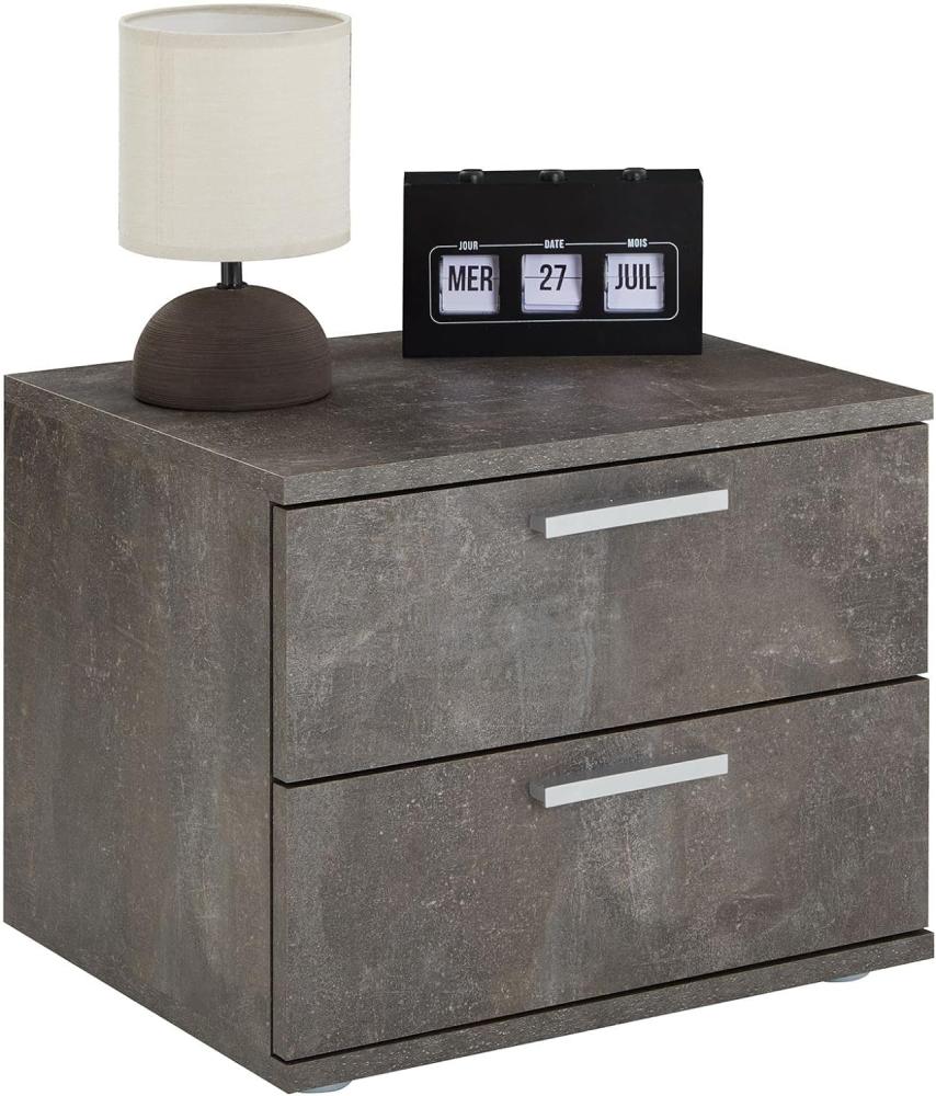 CARO-Möbel Nachttisch Maxima Nachtschrank Nachtkommode Konsole mit 2 Schubladen in Beton dunkel Bild 1