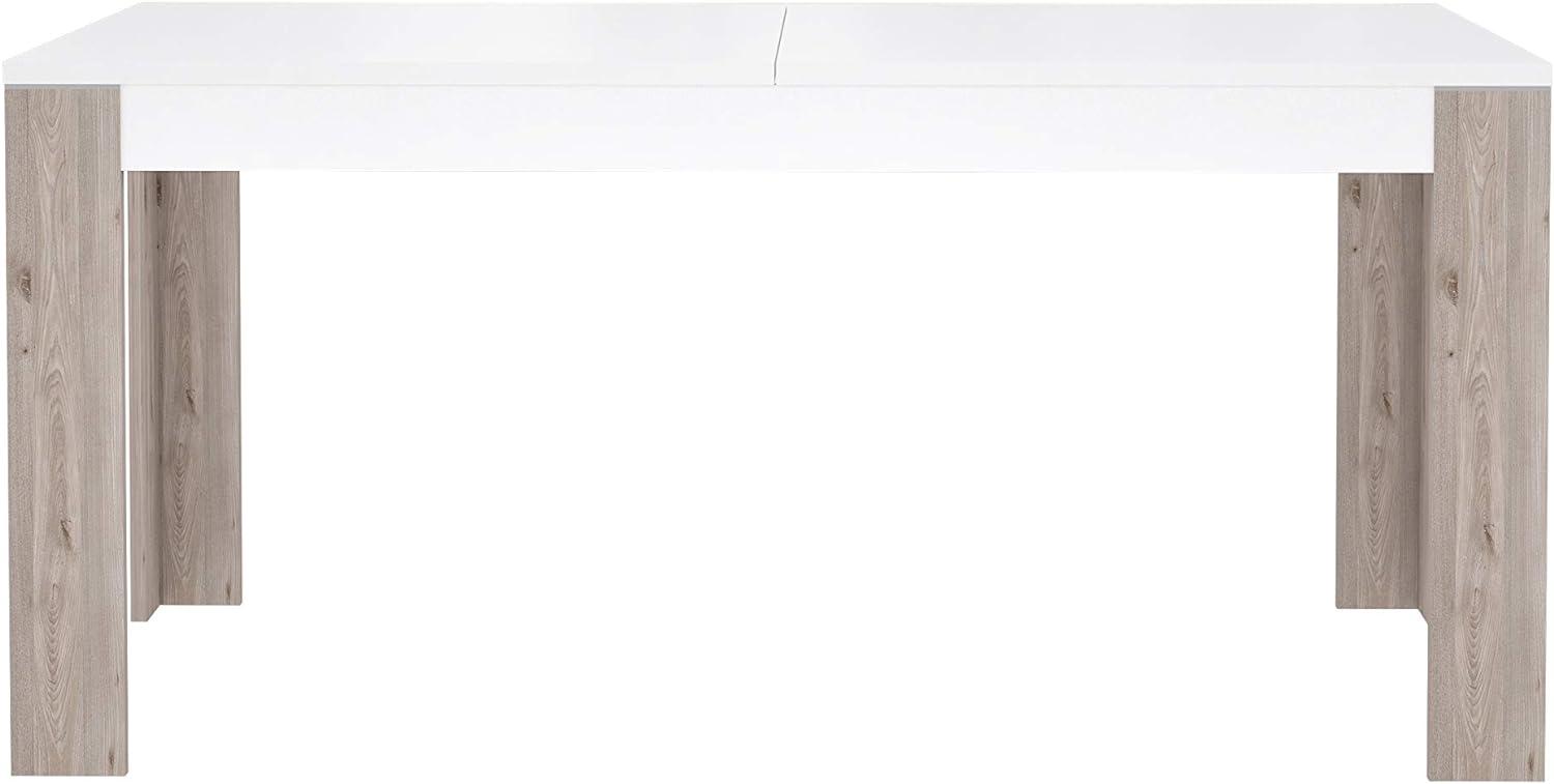 FORTE Canne Esstisch ausziehbar, Holzwerkstoff, Grau/Weiß, 160 x 75 x 90 cm Bild 1