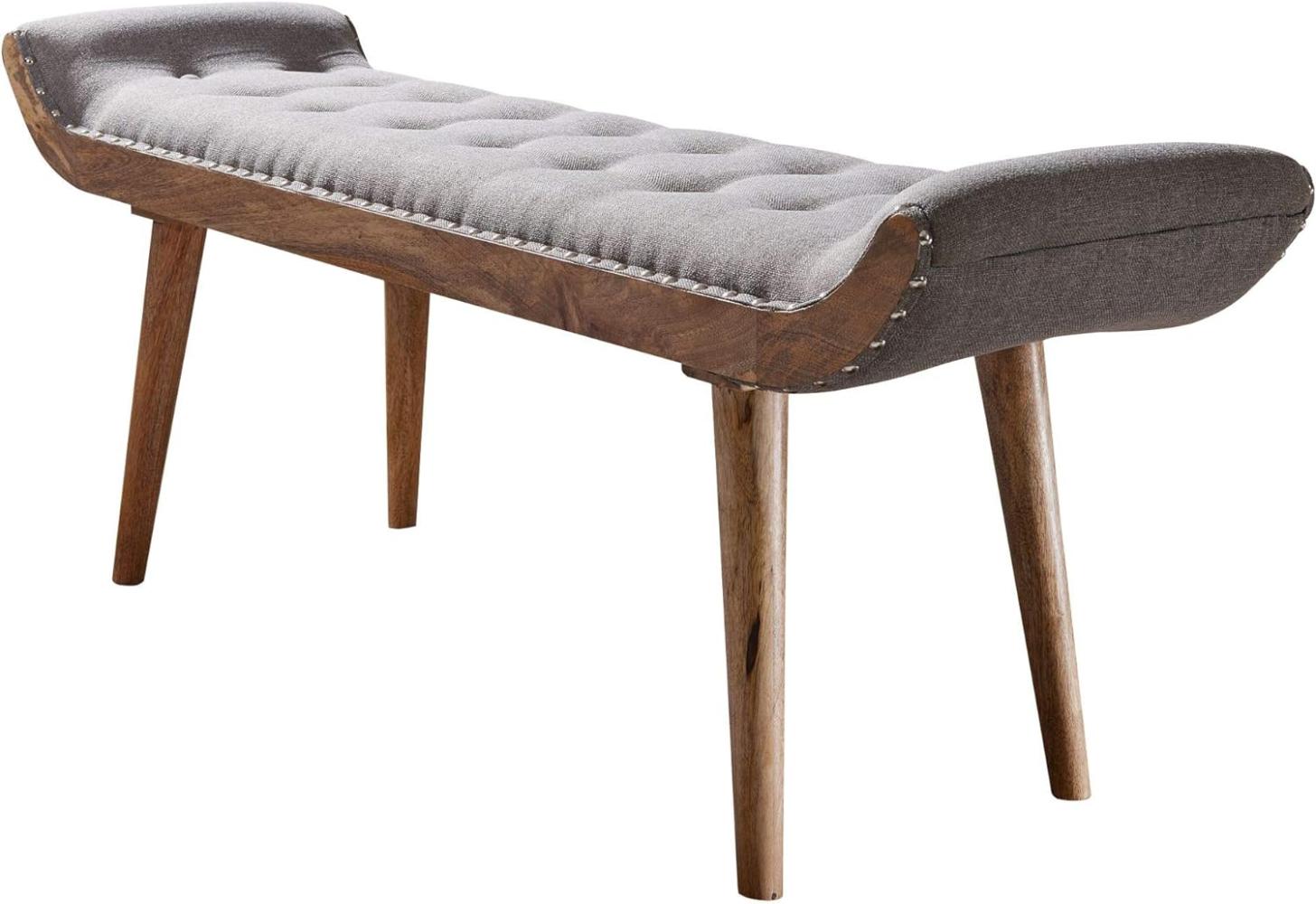 KADIMA DESIGN Sitzbank aus Massivholz und Leder/Stoff - Modernes Design, Chesterfield-Muster, hohe Belastbarkeit. Material: Stoff Bild 1