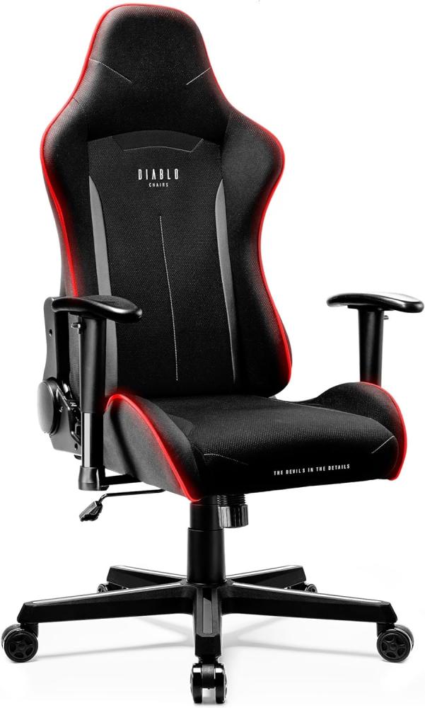Diablo X-ST4RTER Gaming Stuhl Chair Bürostuhl Schreibtischstuhl Ergonomisch Stoffbezug 2D Armlehnen Kippmechanismus (Schwarz (LED)) Bild 1