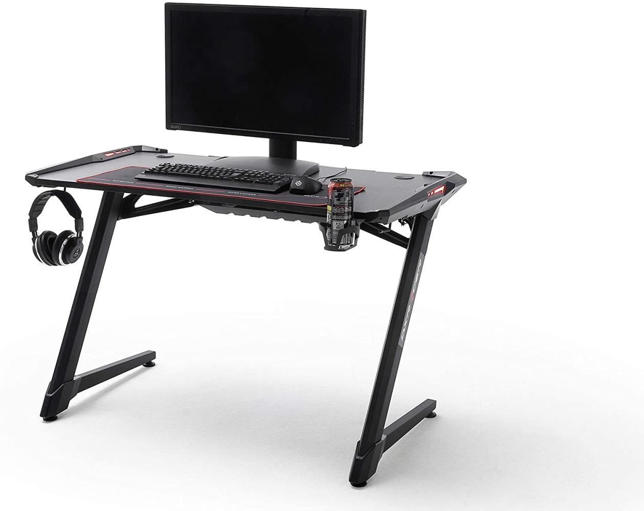 DX-Racer Schreibtisch mit LED, schwarz, 120 x 75 x 64 cm Bild 1