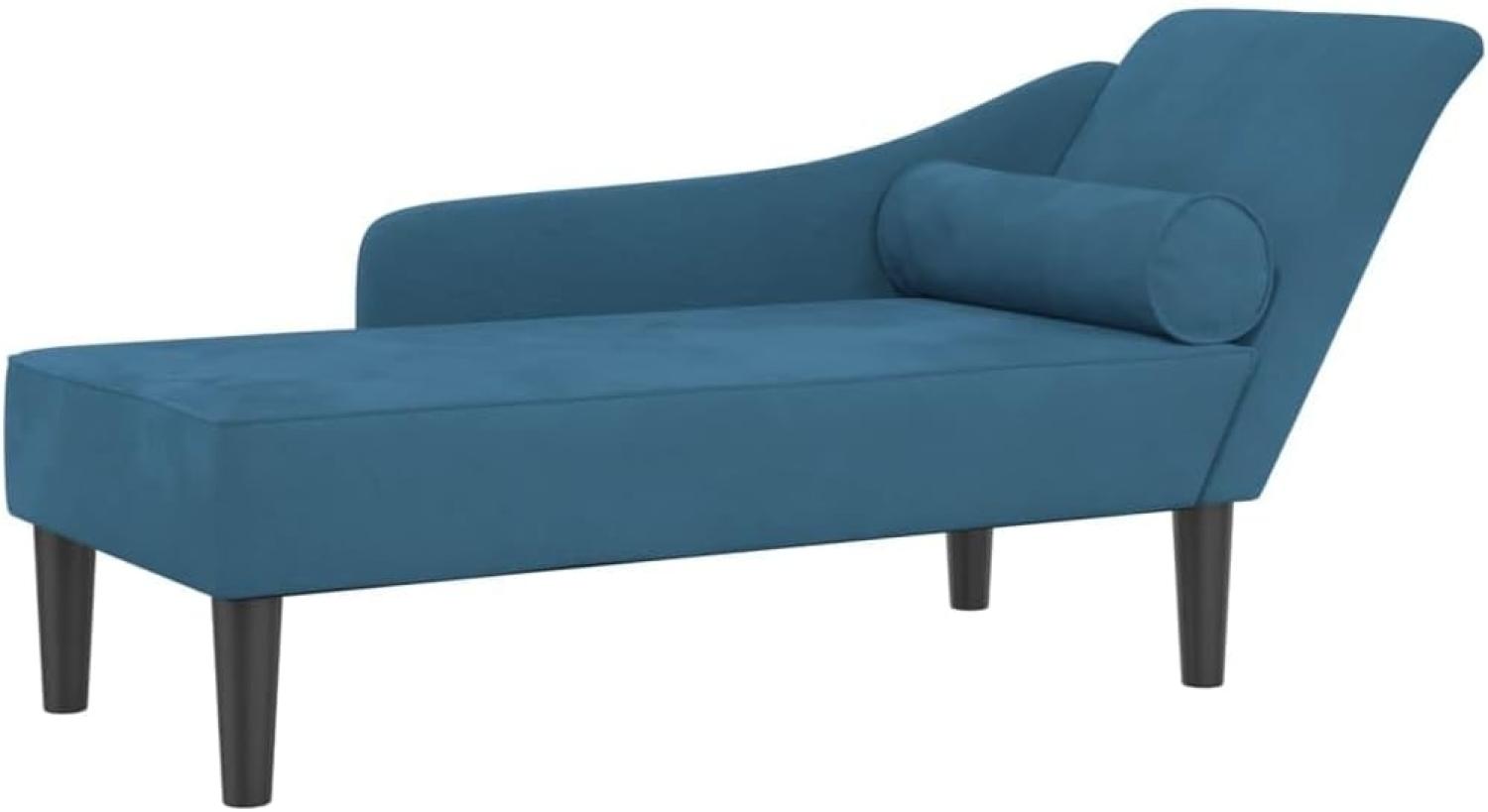 vidaXL Chaiselongue mit Kissen Blau Samt Bild 1