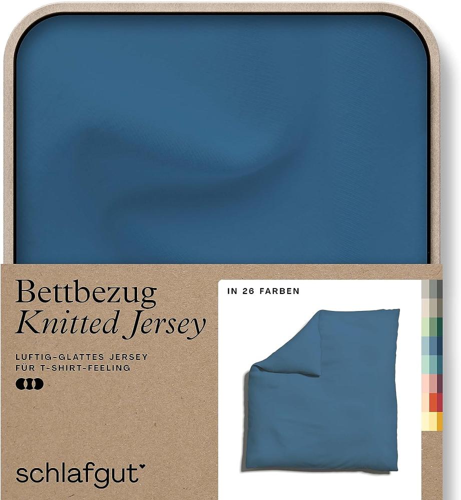 Schlafgut Knitted Jersey Bettwäsche | Bettbezug einzeln 200x200 cm | blue-mid Bild 1