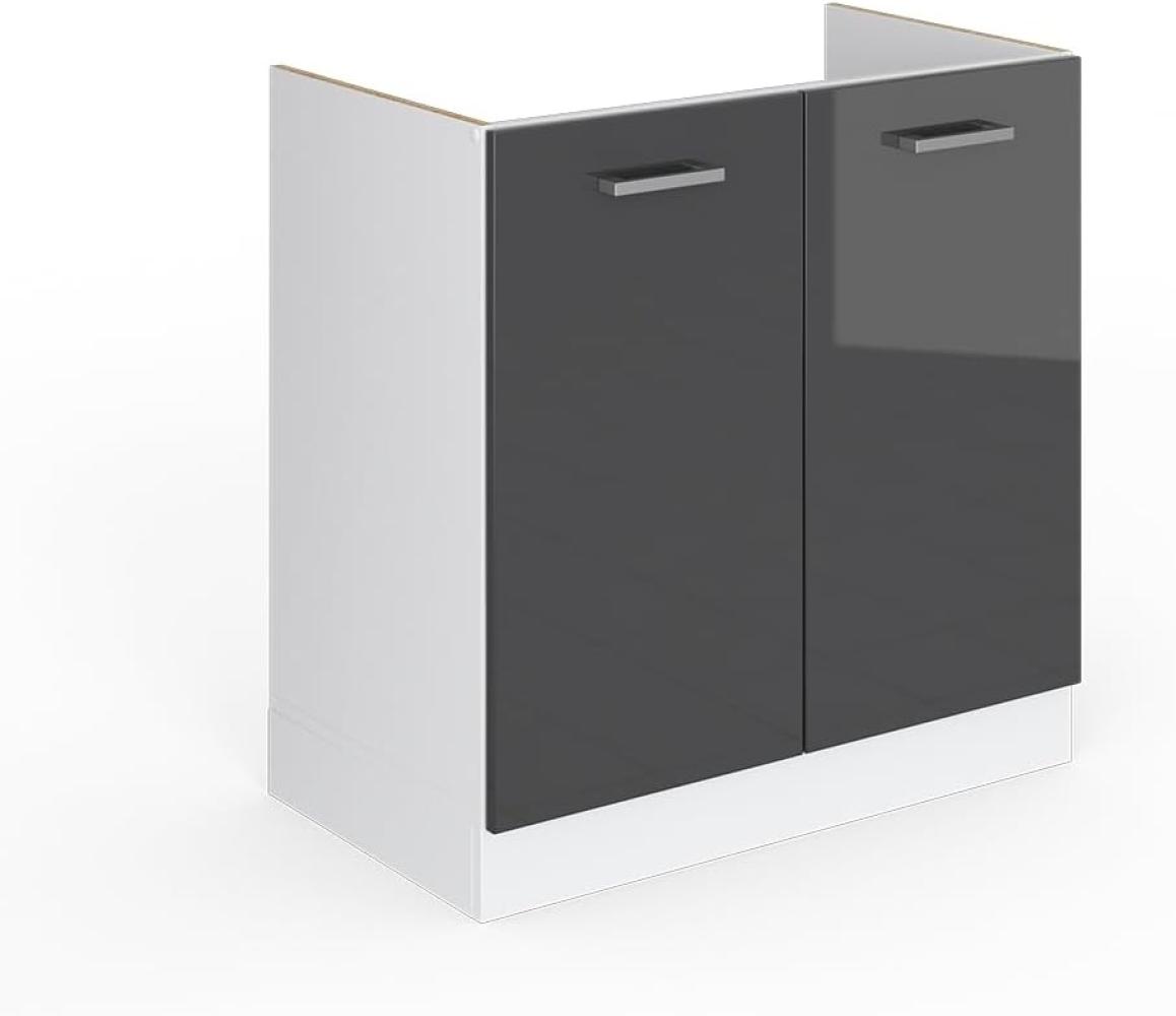 Vicco Küchenschrank R-Line Hängeschrank Unterschrank Küchenzeile Küchenunterschrank Arbeitsplatte, Möbel verfügbar in 6 Dekoren (anthrazit ohne Arbeitsplatte, Spülenunterschrank 80 cm) Bild 1