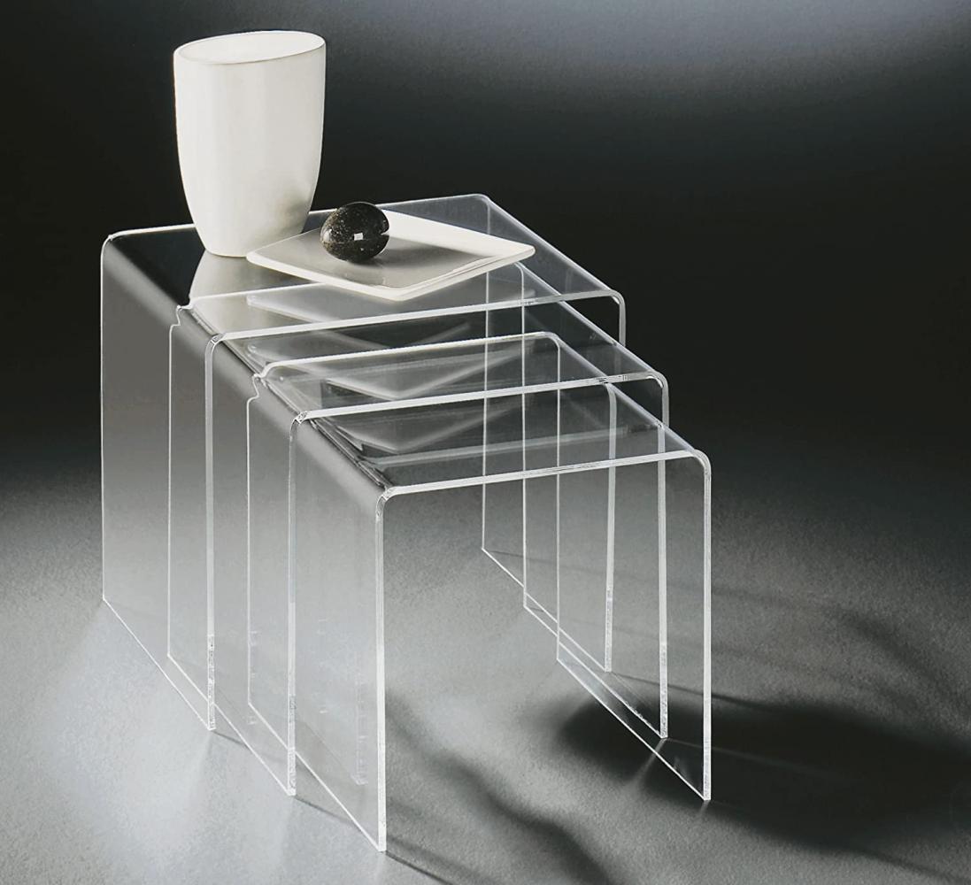 3er-Set Beistelltisch, Acryl-Glas Dreisatztisch, klar, 8mm Bild 1