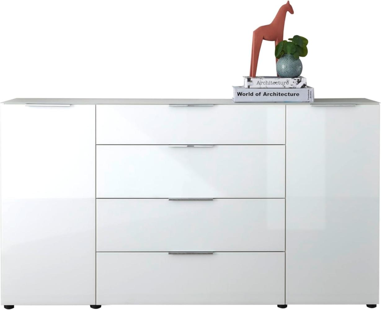 Stella Trading Kommode SANTORIN weiß 180 cm breit mit Glasfront, 180 x 99 x 40 cm (B/H/T), Holzwerkstoff Bild 1