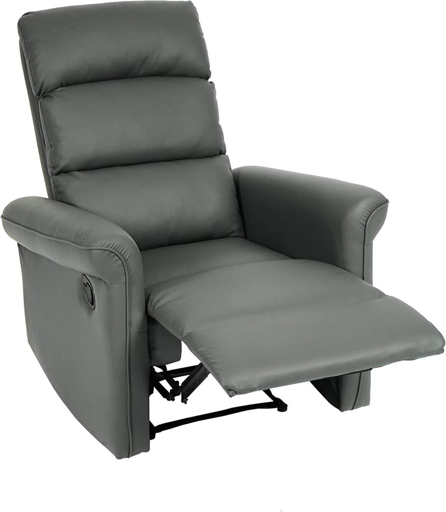 Fernsehsessel HWC-J96, Relaxsessel Sessel Liegesessel, Liegefunktion verstellbar Kunstleder ~ grau Bild 1