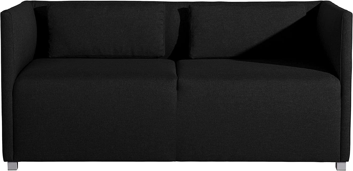 Equal Sofa 2-Sitzer Flachgewebe Schwarz Metallfuß pulverbeschichtet Bild 1