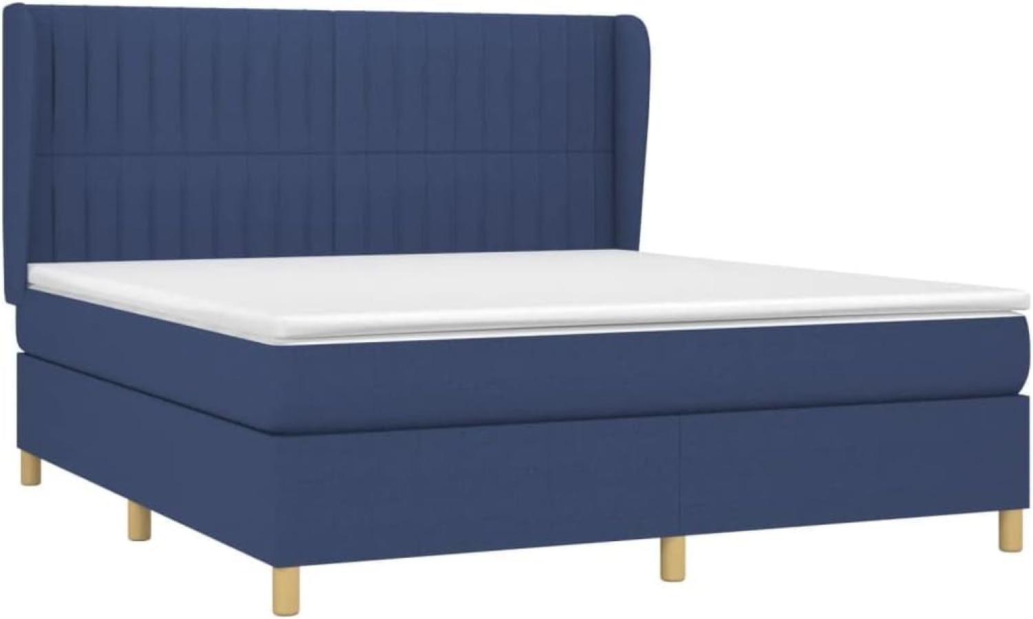 vidaXL Boxspringbett mit Matratze Blau 180x200 cm Stoff Bild 1