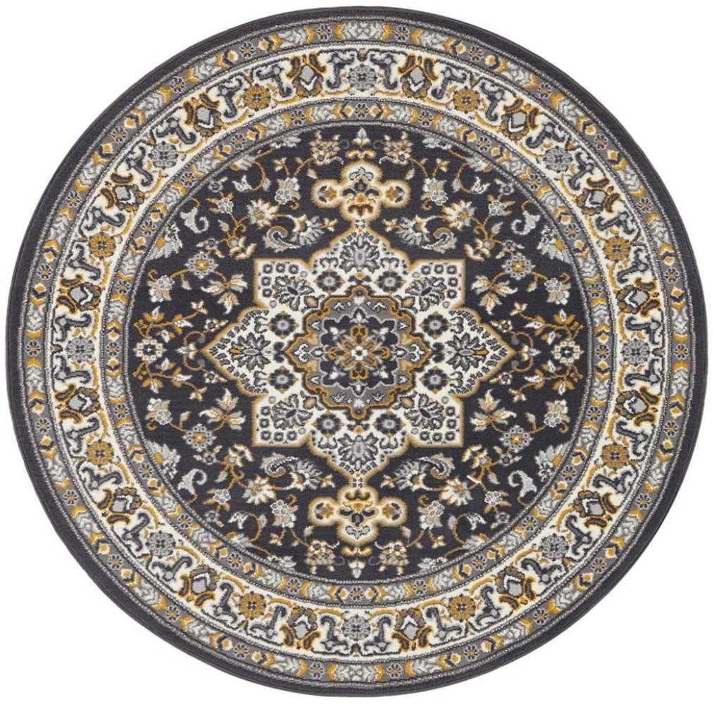 Orientalischer Kurzflor Teppich Parun Täbriz - dunkelgrau - 160 cm Durchmesser Bild 1