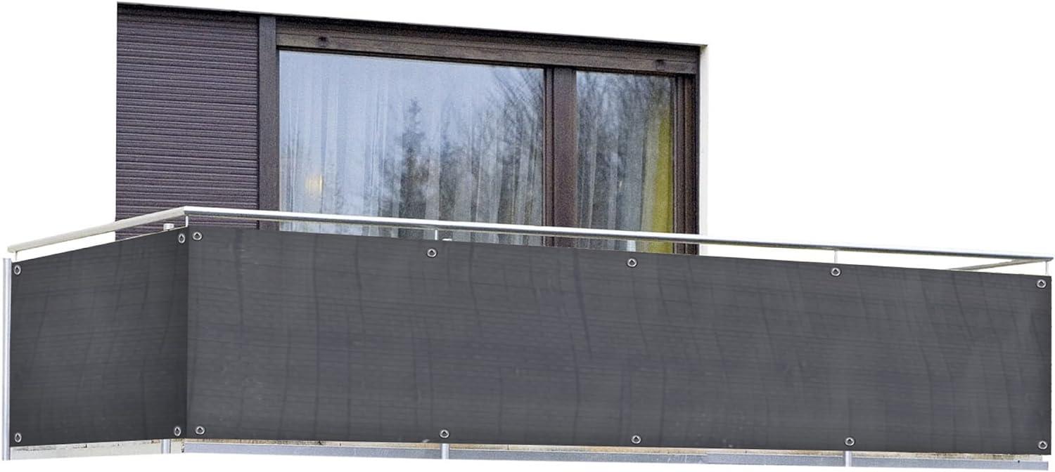 Maximex Balkon-Sichtschutz ANTHRAZIT UNI - Witterungsbeständiger Sichtschutz für den Balkon, Polyethylen, 85 x 500 cm, Anthrazit Bild 1