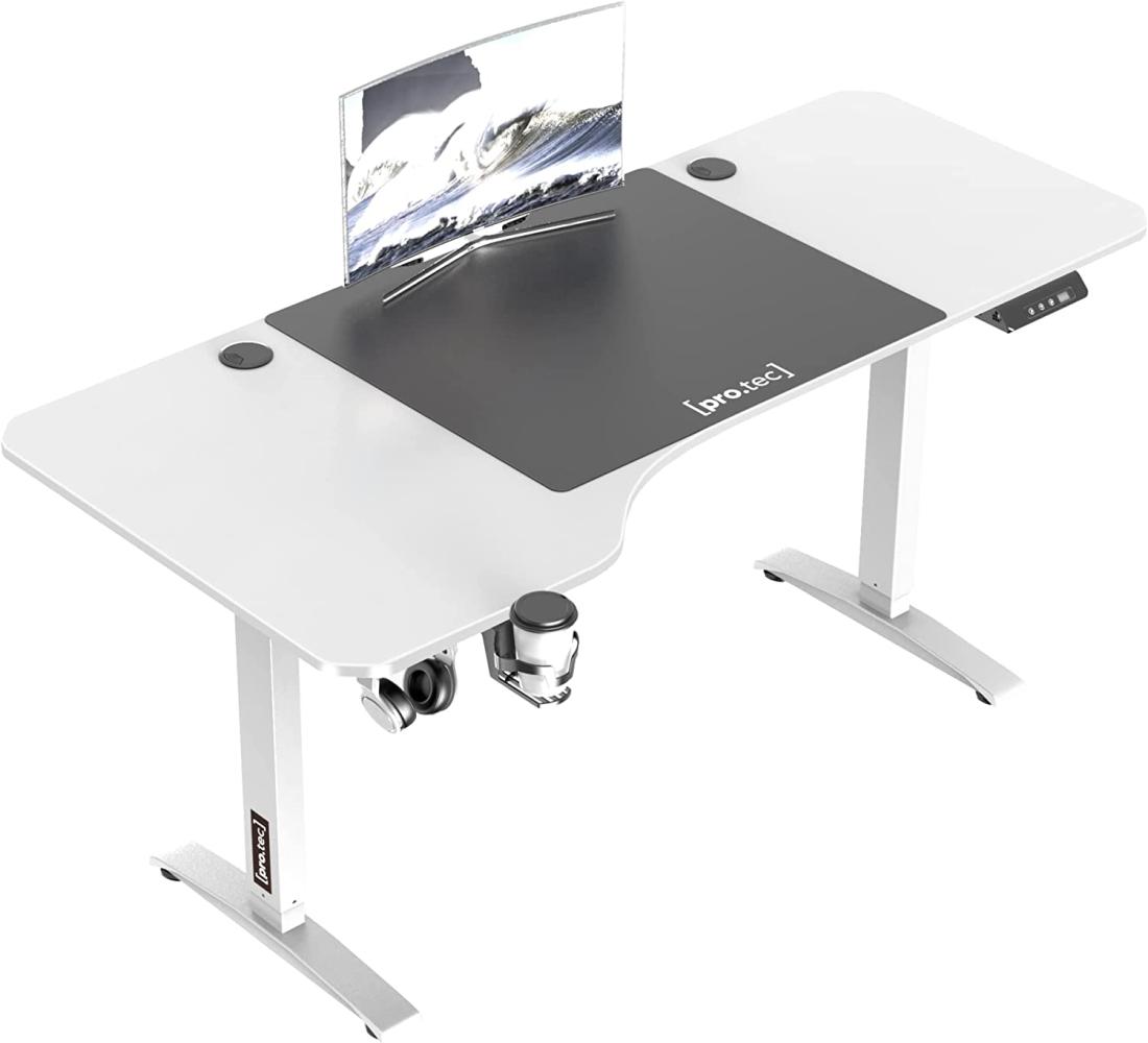 Höhenverstellbarer Tisch Oxnard elektrisch 160x75cm Weiß [pro. tec] Bild 1