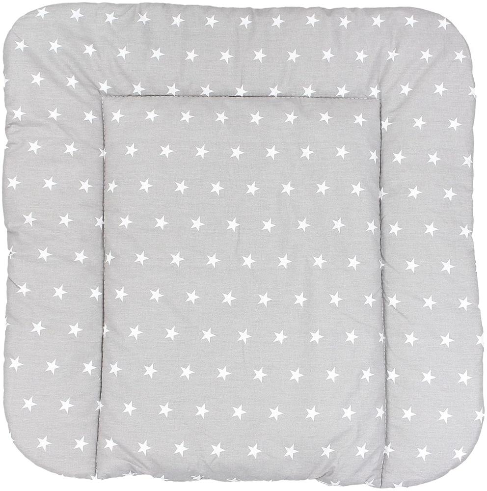 TupTam Baby Wickeltischauflage mit Baumwollbezug Gemustert, Farbe: Sterne Grau, Größe: 70 x 60 cm Bild 1