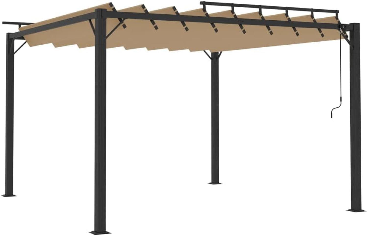 Pavillon mit Lamellendach 3x3 m Taupe Stoff und Aluminium Bild 1