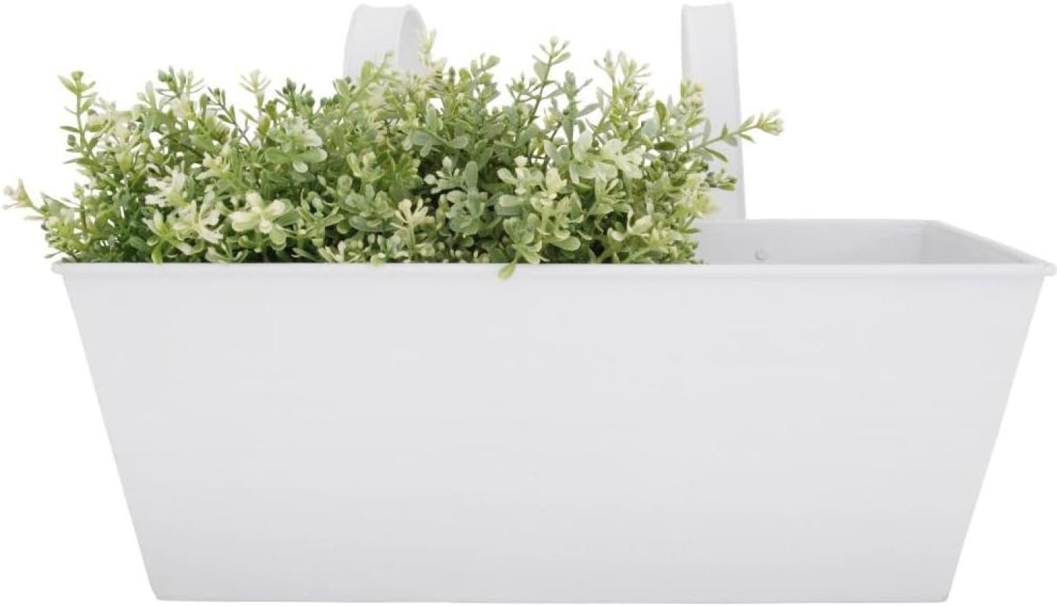 Esschert Design Balkonkasten, Blumenkasten mit Haken in weiß, 7,5 Liter, ca. 40 cm x 27 cm x 23 cm Bild 1