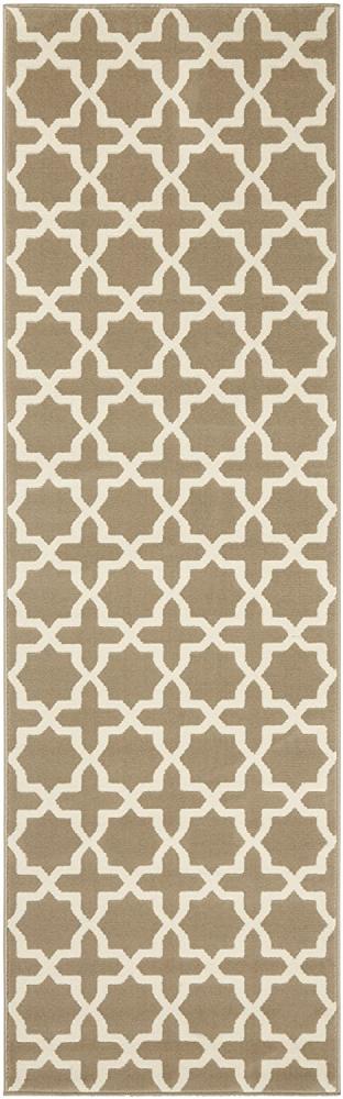 Kurzflor Teppich Läufer Glam Braun Creme 80x400 cm Bild 1