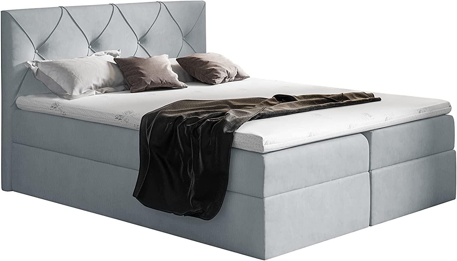 Stylefy 'Arian' Boxspringbett Velours Silber 160 x 200 cm Bild 1