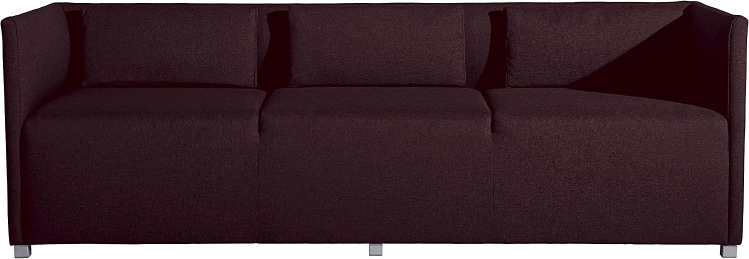 Equal Sofa 3-Sitzer Flachgewebe Burgund Metallfuß pulverbeschichtet Bild 1